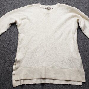 Athleta Wool Cashmere Textured Crew Neck Sweater Women’s M Ivory Off-White Soft